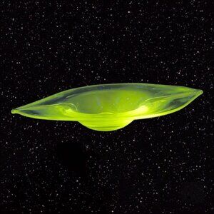 Blenko Clear Inclined Bowl Dish Applied Swirl Bottom Manganese 365nm UV Glow VTG